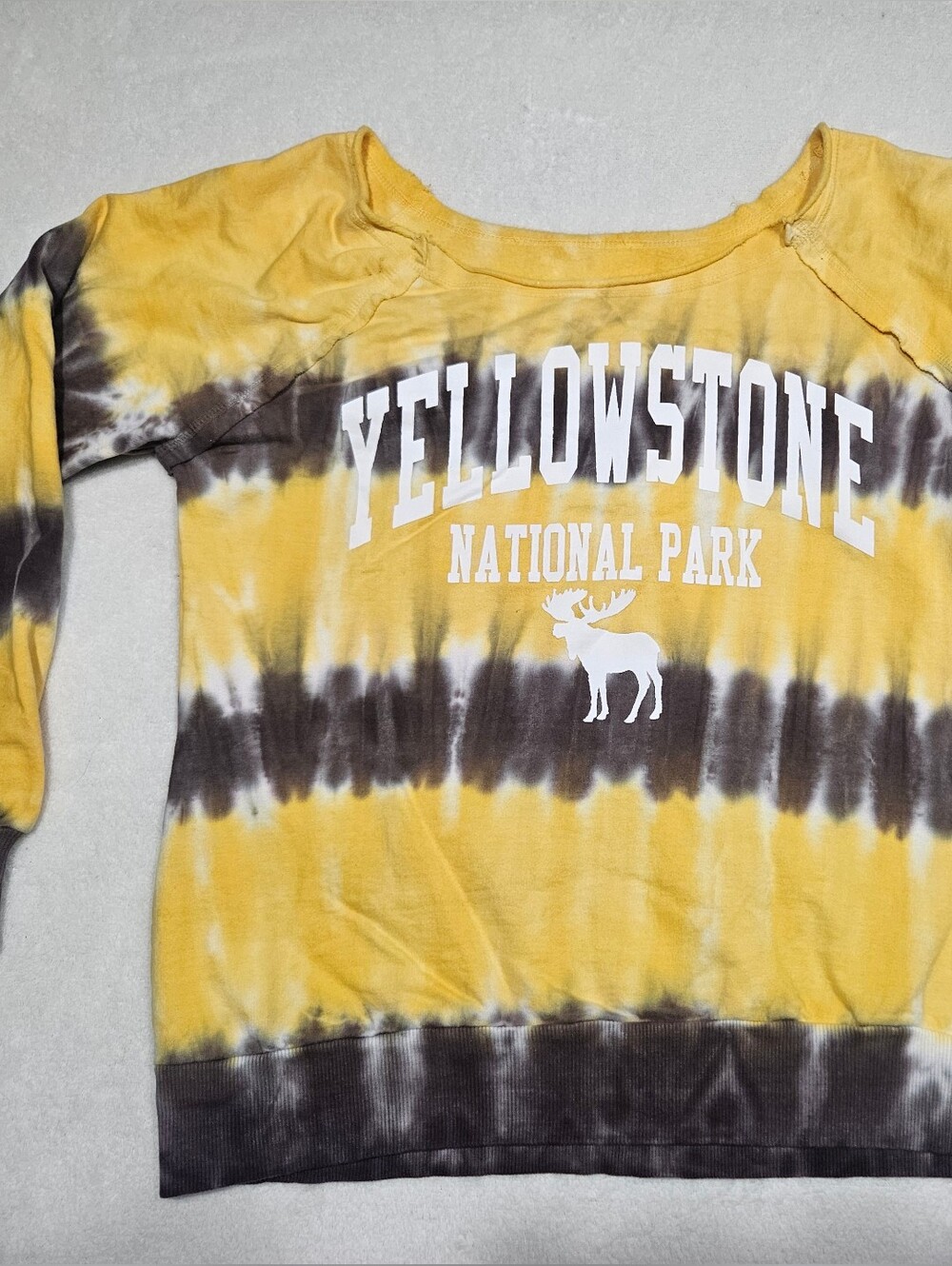 Yellowstone Tie-Dye Kids Sweatshirt - Yellow & Gray